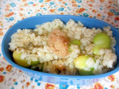 そら豆と明太子の炊き込みご飯